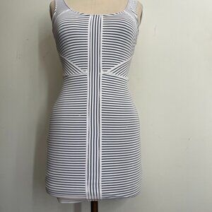 Guess Sleeveless Black & White Striped Bodycon Dress